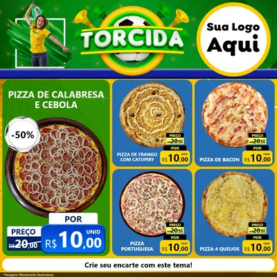 Modelo de Rede Social para Feed Facebook com o tema Torcida para Pizzaria