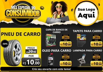 Modelo de Encarte para Encarte A4 Horizontal com o tema Mês Especial do Consumidor para Auto peças