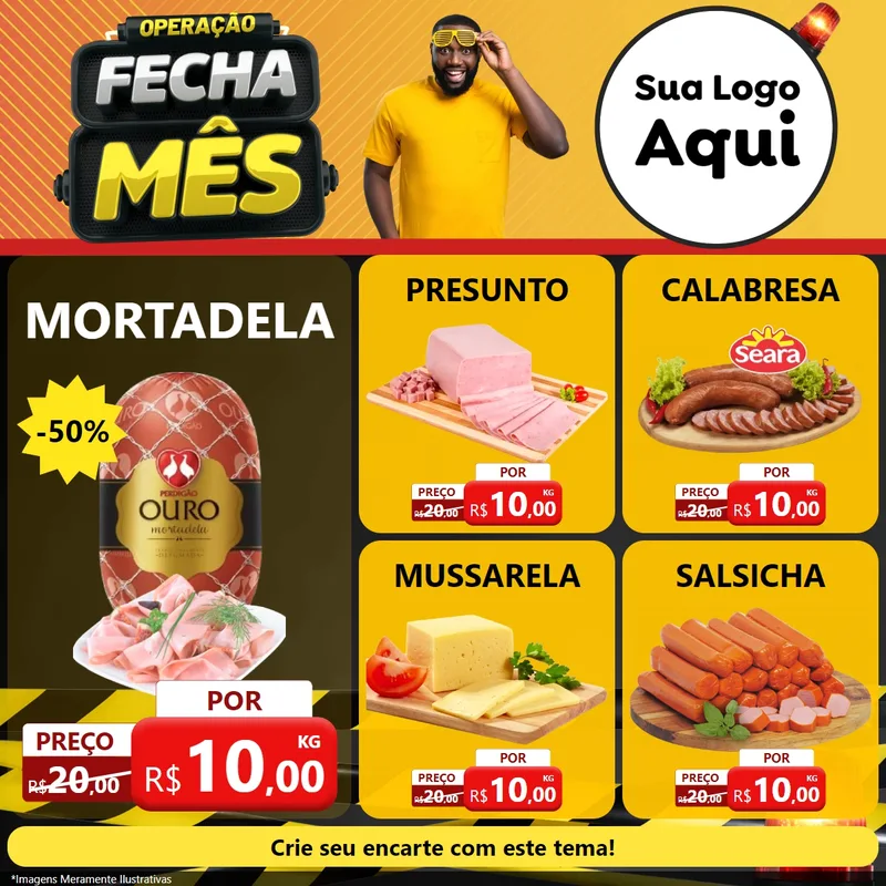 Modelo de Rede Social para Feed Facebook com o tema Operação Fecha Mês para Frios e Laticínios