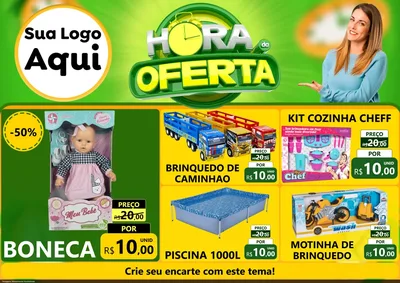 Modelo de Encarte para Encarte A4 Horizontal com o tema Hora da Oferta para Brinquedos