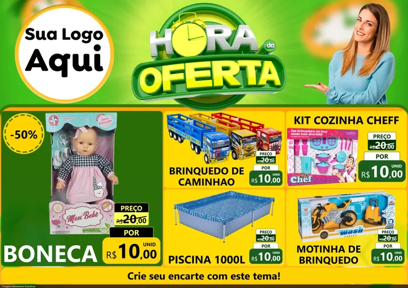 Modelo de Encarte para Encarte A4 Horizontal com o tema Hora da Oferta para Brinquedos