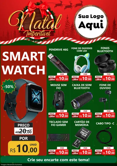 Modelo de Encarte para Encarte A4 Vertical com o tema Natal Imperdível para Informática