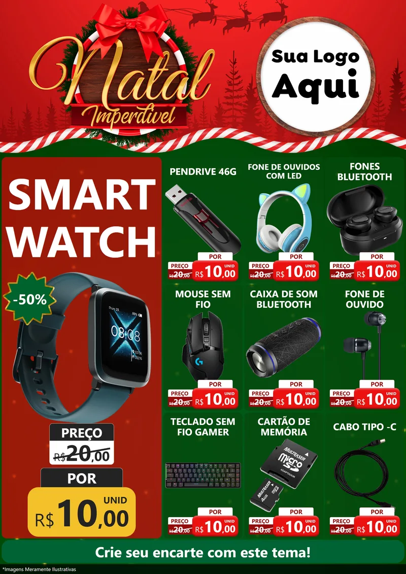Modelo de Encarte para Encarte A4 Vertical com o tema Natal Imperdível para Informática