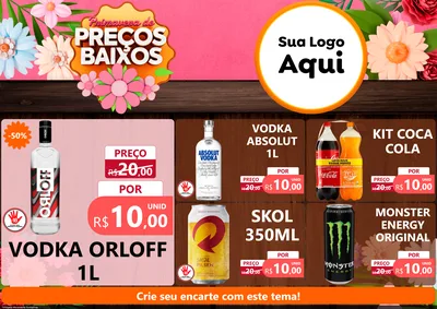 Modelo de Encarte para Encarte A4 Horizontal com o tema Primavera de Preços Baixos para Distribuidora de bebidas