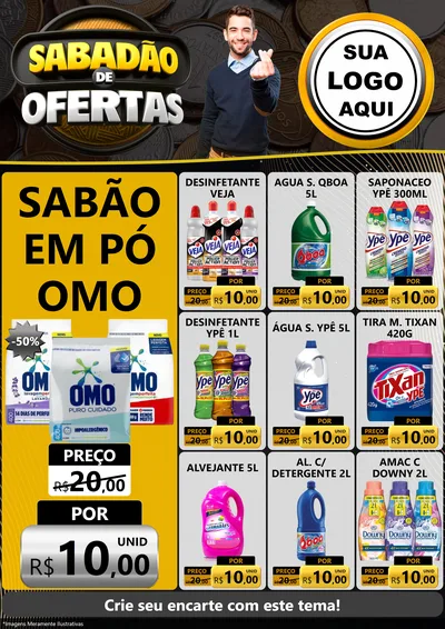 Modelo de Encarte para Encarte A4 Vertical com o tema Sabadão de Ofertas para Produtos de Limpeza