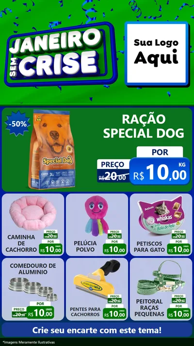 Modelo de Rede Social para Stories com o tema Janeiro Sem Crise para Pet Shop