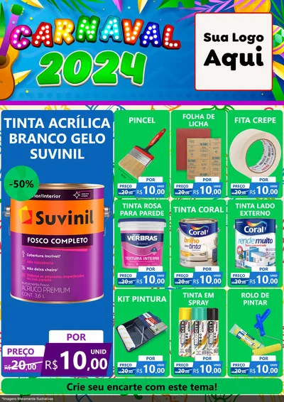 Modelo de Encarte para Encarte A4 Vertical com o tema Carnaval 2027 para Tintas e Ferramentas