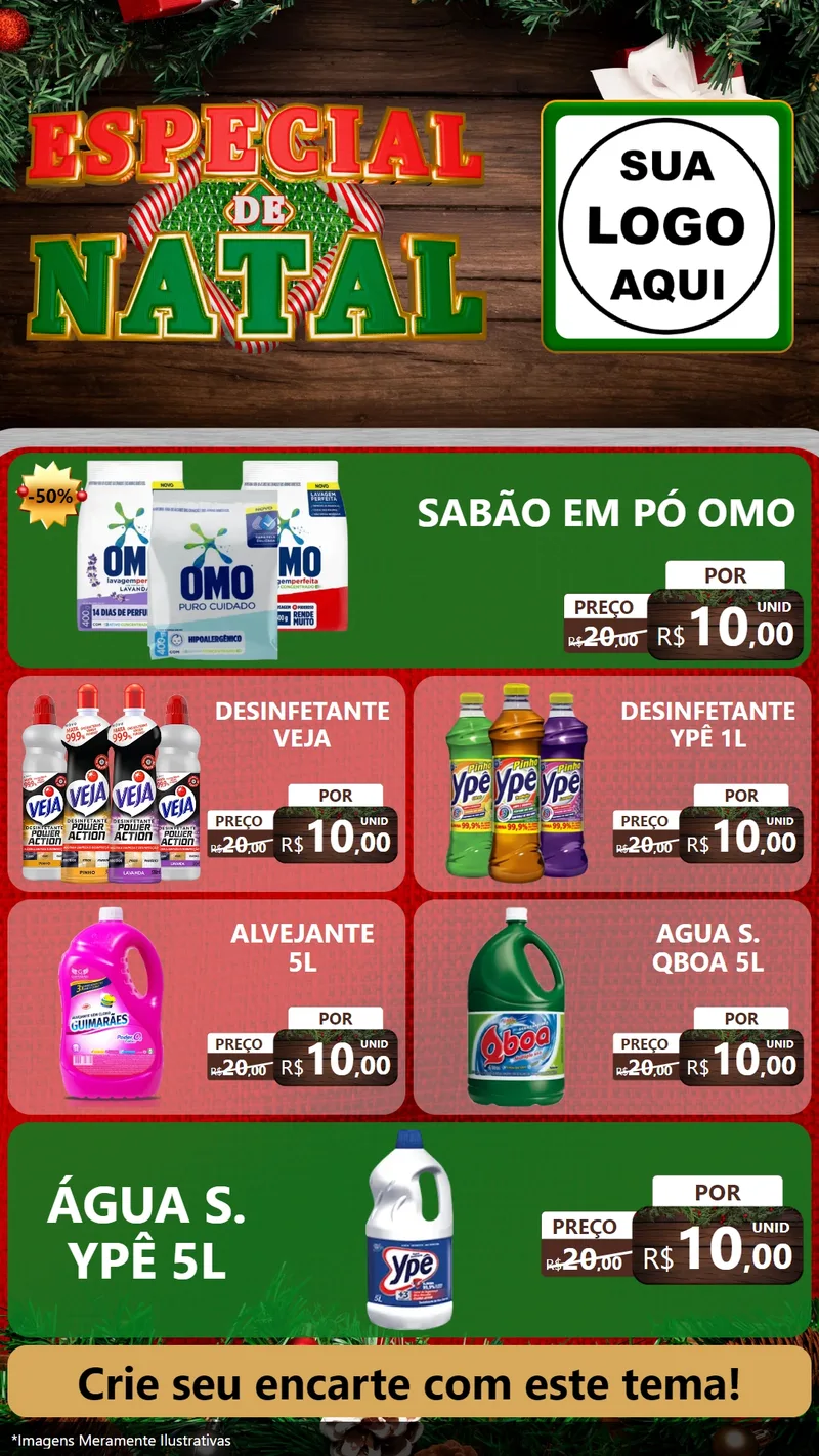 Modelo de TV para TV Vertical com o tema Especial de Natal para Produtos de Limpeza