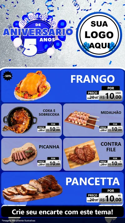 Modelo de TV para TV Vertical com o tema Promoção de Aniversário - 5 Anos para Assados