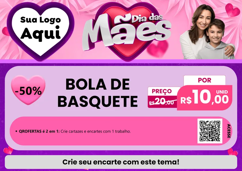 Modelo de Cartaz para Cartaz A4 Horizontal com o tema Dia das Mães para Artigos Esportivos