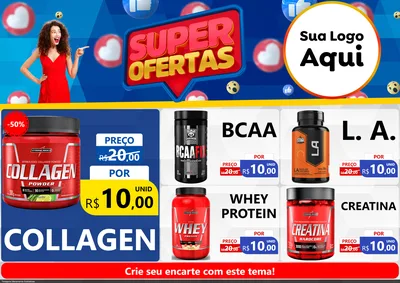 Modelo de Encarte para Encarte A4 Horizontal com o tema Super Ofertas para Suplementos alimentares