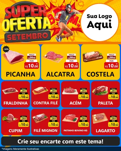 Modelo de Rede Social para Feed Instagram com o tema Super Oferta Setembro para Açougue
