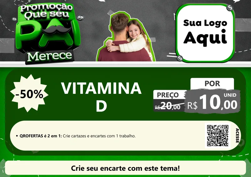 Modelo de Cartaz para Cartaz A4 Horizontal com o tema Promoção Que seu Pai Merece para Farmácia