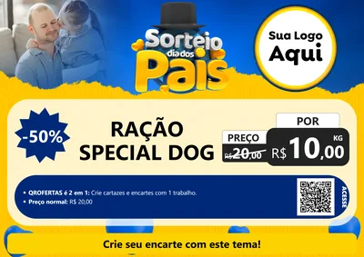 Modelo de Cartaz para Cartaz A4 Horizontal com o tema Sorteio Dia Dos Pais para Pet Shop