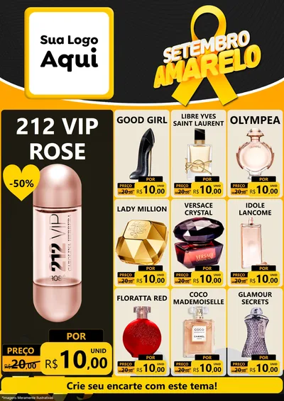 Modelo de Encarte para Encarte A4 Vertical com o tema Setembro Amarelo para Perfumes