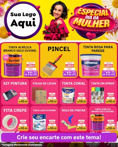 Modelo de Rede Social para Feed Instagram com o tema Especial Dia da Mulher para Tintas e Ferramentas