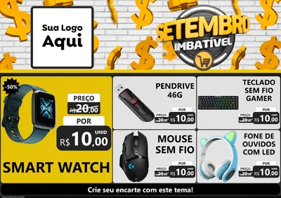 Modelo de Encarte para Encarte A4 Horizontal com o tema Setembro Imbatível para Informática