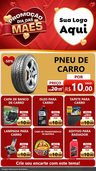 Modelo de Rede Social para Stories com o tema Promoção Dia das Mães para Auto peças
