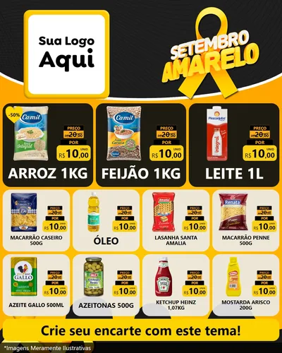 Modelo de Rede Social para Feed Instagram com o tema Setembro Amarelo para Supermercado