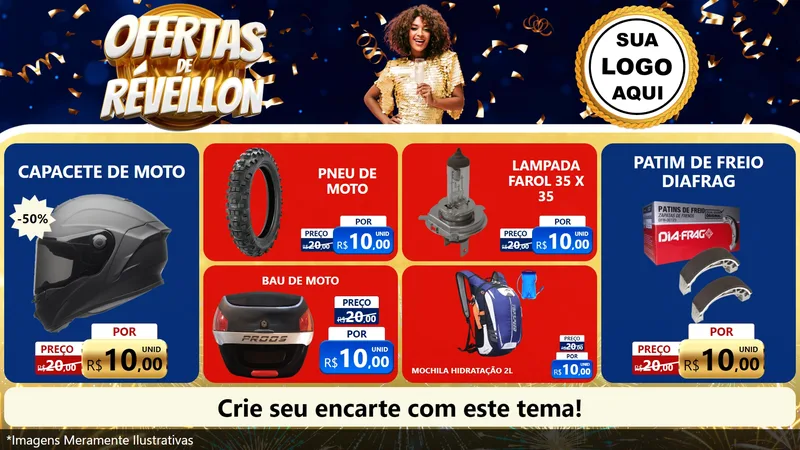Modelo de TV para TV Horizontal com o tema Ofertas de Réveillon para Moto peças