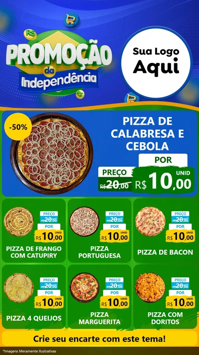 Modelo de Rede Social para Stories com o tema Promoção da Independência para Pizzaria