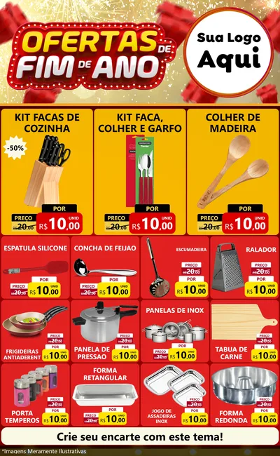 Modelo de Encarte para Encarte Grande com o tema Ofertas de Fim de Ano para Utilidades Domésticas