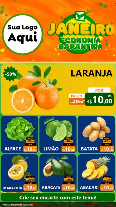 Modelo de Rede Social para Stories com o tema Janeiro - Economia Garantida para Hortifrúti