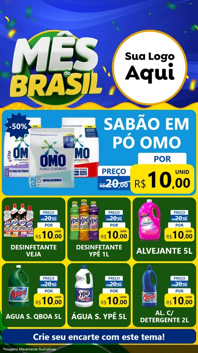 Modelo de Rede Social para Stories com o tema Mês do Brasil para Produtos de Limpeza