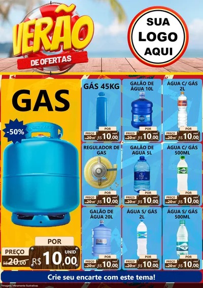 Modelo de Encarte para Encarte A4 Vertical com o tema Verão de Ofertas para Água e gás