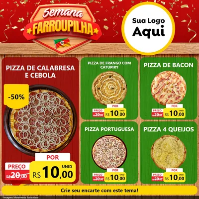 Modelo de Rede Social para Feed Facebook com o tema Semana Farroupilha para Pizzaria