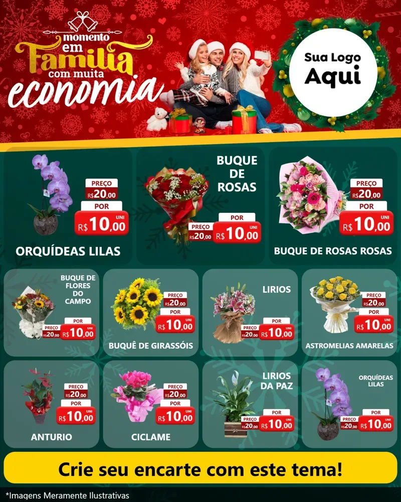 Modelo de Rede Social para Feed Instagram com o tema Momento em Família (Natal) para Floricultura e jardim