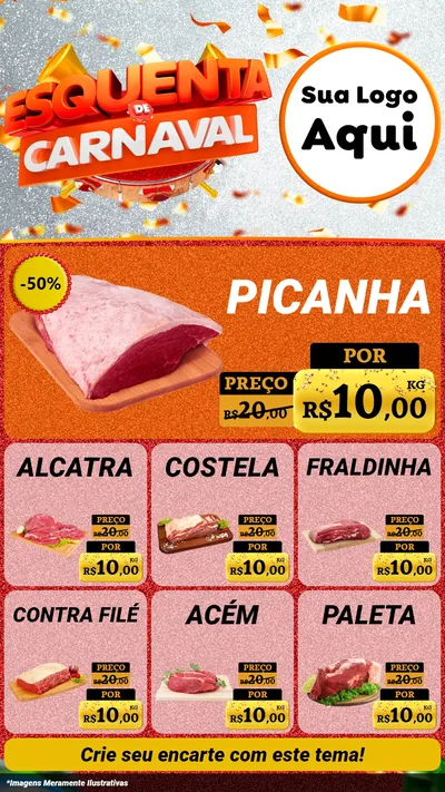 Modelo de Rede Social para Stories com o tema Esquenta de Carnaval para Açougue