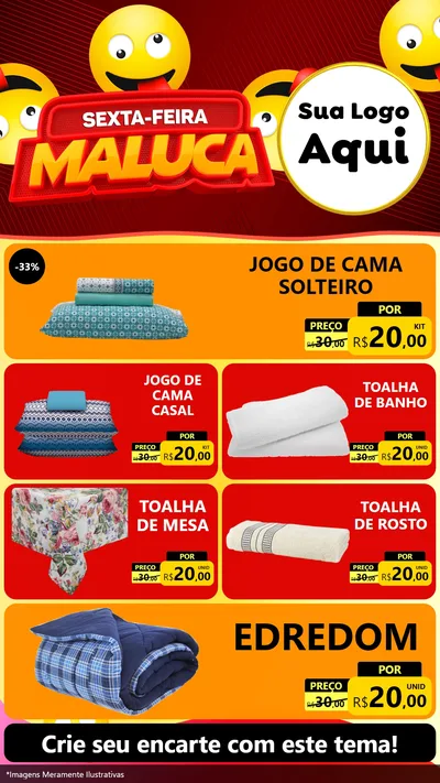 Modelo de TV para TV Vertical com o tema Sexta-feira Maluca para Cama, Mesa e Banho