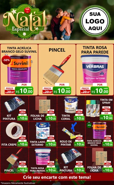 Modelo de Encarte para Encarte Grande com o tema Natal Especial para Tintas e Ferramentas