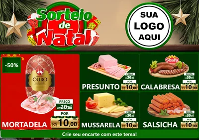 Modelo de Encarte para Encarte A4 Horizontal com o tema Sorteio de Natal para Frios e Laticínios