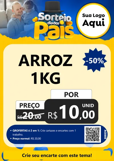 Modelo de Cartaz para Cartaz A4 Vertical com o tema Sorteio Dia Dos Pais para Supermercado