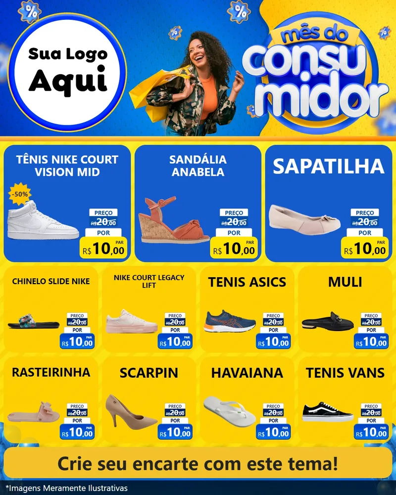 Modelo de Rede Social para Feed Instagram com o tema Mês do Consumidor para Calçados