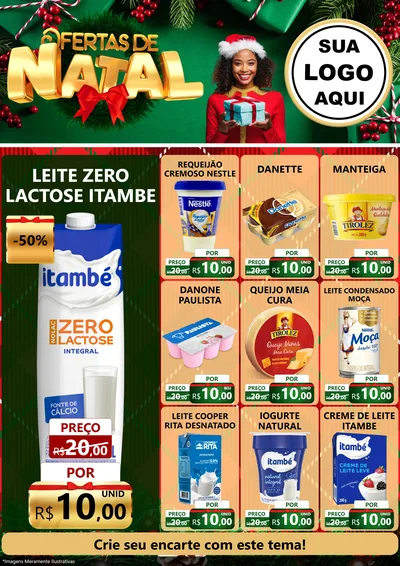 Modelo de Encarte para Encarte A4 Vertical com o tema Ofertas de Natal para Frios e Laticínios