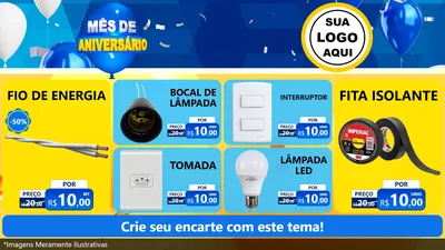 Modelo de TV para TV Horizontal com o tema Mês de Aniversário para Materiais Elétricos