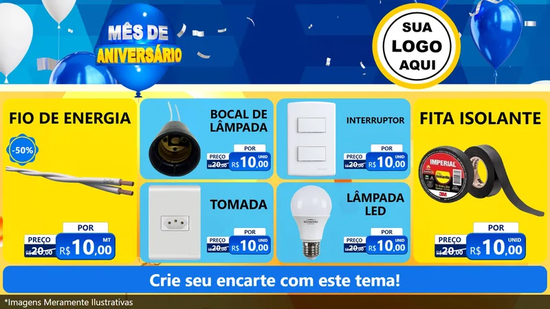 Modelo de TV para TV Horizontal com o tema Mês de Aniversário para Materiais Elétricos
