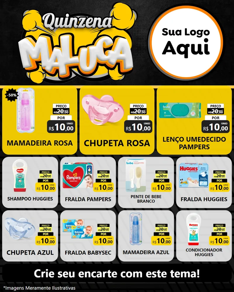 Modelo de Rede Social para Feed Instagram com o tema Quinzena Maluca para Bebês