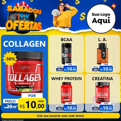 Modelo de Rede Social para Feed Facebook com o tema Sabadou de Ofertas para Suplementos alimentares