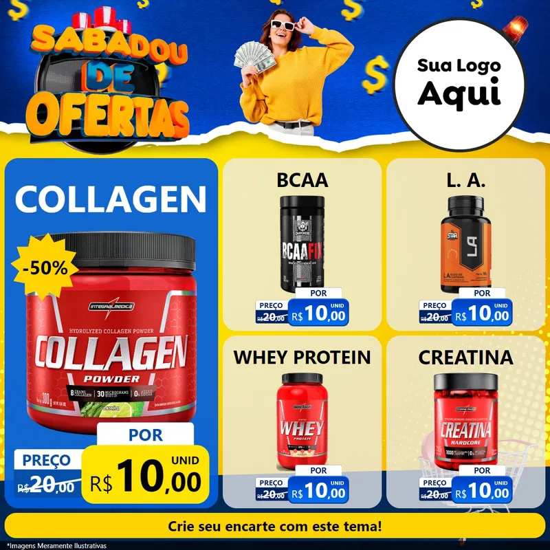 Modelo de Rede Social para Feed Facebook com o tema Sabadou de Ofertas para Suplementos alimentares