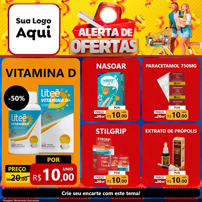 Modelo de Rede Social para Feed Facebook com o tema Alerta de Ofertas para Farmácia
