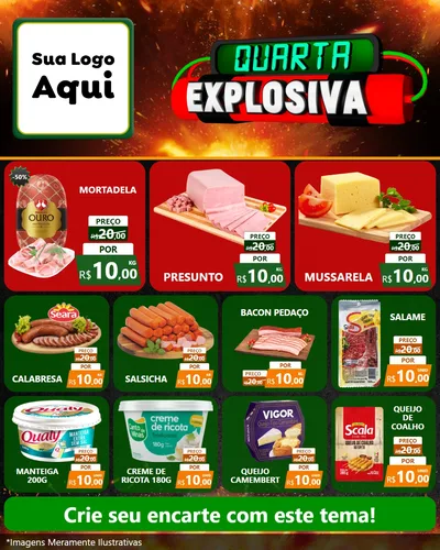 Modelo de Rede Social para Feed Instagram com o tema Quarta Explosiva para Frios e Laticínios