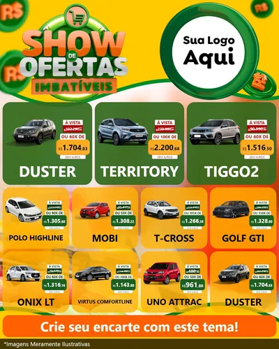 Modelo de Rede Social para Feed Instagram com o tema Show de Ofertas Imbatíveis para Concessionaria de Carros