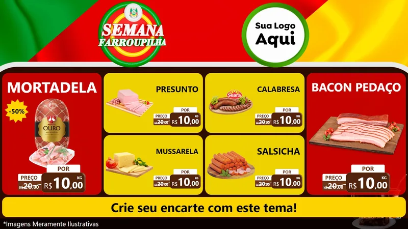 Modelo de TV para TV Horizontal com o tema Semana Farroupilha para Frios e Laticínios