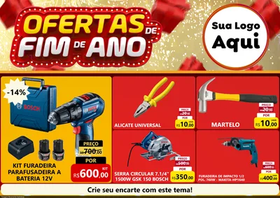 Modelo de Encarte para Encarte A4 Horizontal com o tema Ofertas de Fim de Ano para Maquinas e Ferramentas