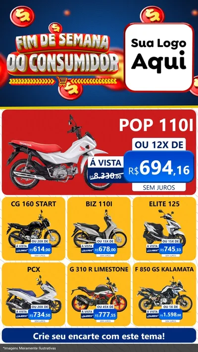 Modelo de Rede Social para Stories com o tema Fim de Semana do Consumidor para Concessionaria de Motos