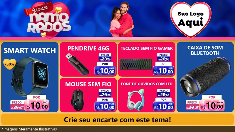 Modelo de TV para TV Horizontal com o tema Dia dos namorados para Informática